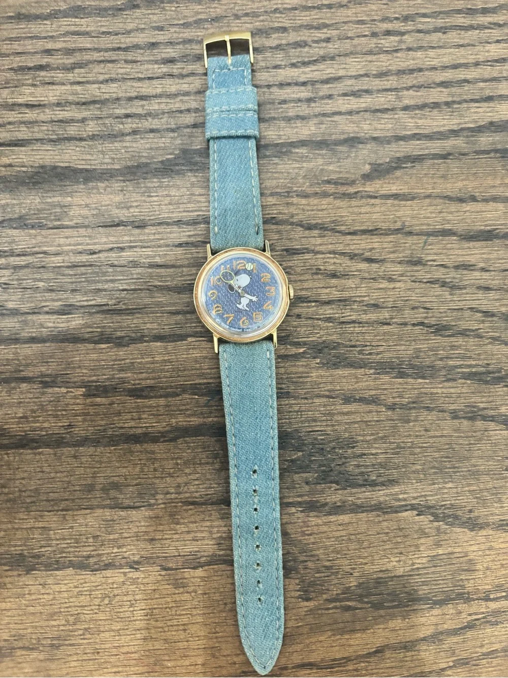 Rare Vintage Timex Snoopy Mechanical Wind-Up Watch Original Denim Band